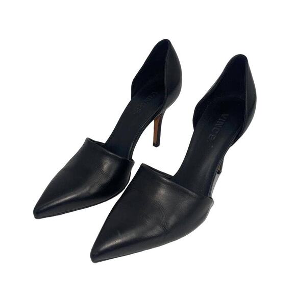 Vince Black Leather Claire D'Orsay Pumps 37 - Picture 1 of 9
